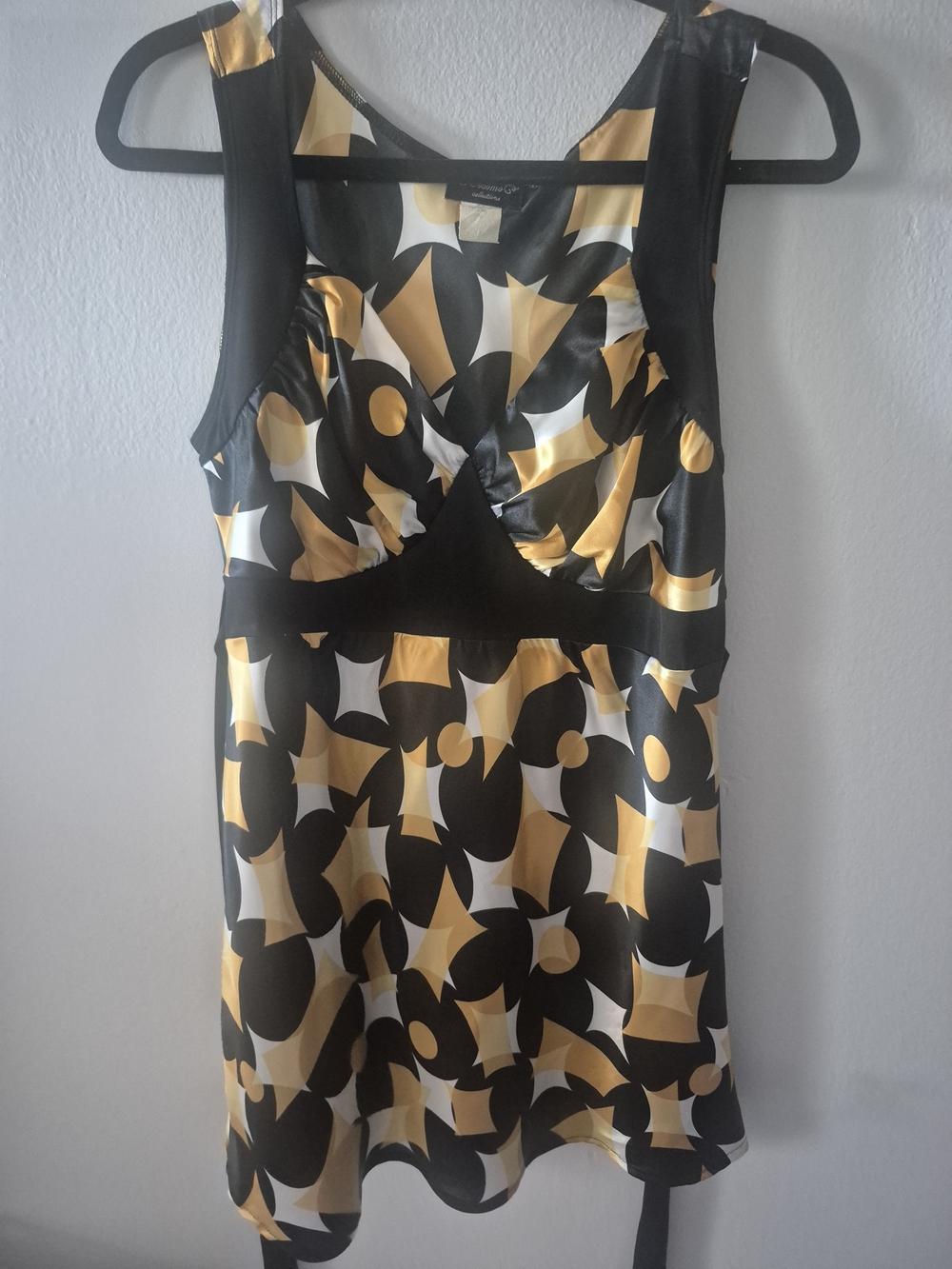 Vintage Cocomo Collections XL Black Gold Retro Print Sleeveless Top